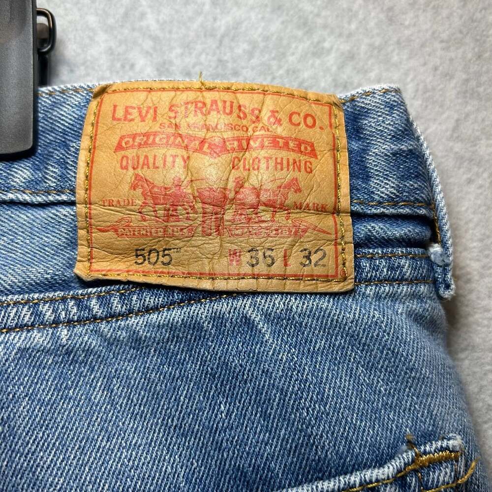 Levi's 505 Blue Denim Regular Fit Straight Leg Jeans Size 36x32